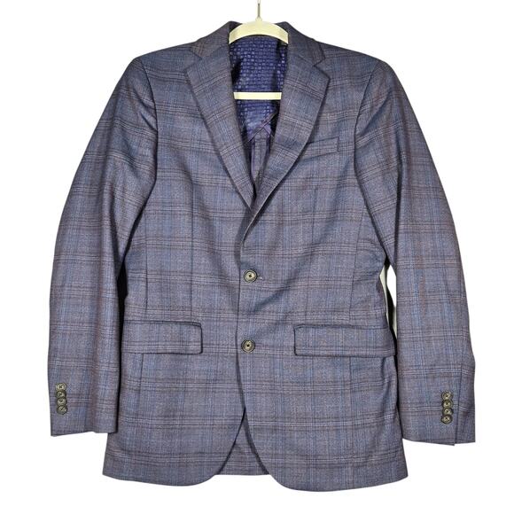 Ted Baker Blazer Mens 36R No Ordinary Joe JAKE Wool Plaid Sport Coat Blue Preppy